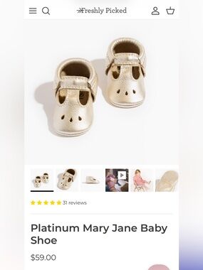 Platinum Mary Jane Baby Shoes - Metallic Gold Kids Shoes size 4